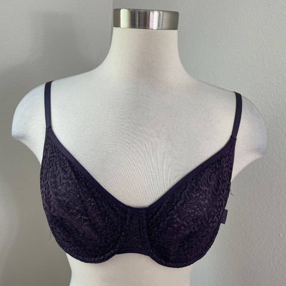 NEW DKNY Womens 36C Modern Lace Bra Purple‎ Underwired Unlined Adjustable Straps